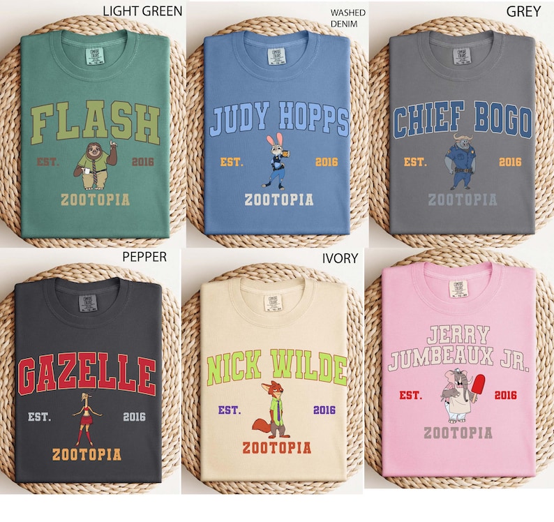 Zootopia Varsity Shirt, Birthday Gift for Zootopia Fan, Disneyland Tee, Nick Wilde, Judy Hopps, Gazelle, Flash...