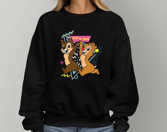 Retro Chip and Dale Sweatshirt, Double Trouble 90's Sweater, Disney Couple Sweatshirt, Disney Family Trip, Disneyland Vacation Hoodie