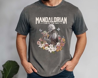 Vintage Floral Mandalorian Shirt, Comfort Colors® This Is The Way Tee, Star Wars Day Shirt, Disney Star Wars Floral Shirt, Mando Fan Gift