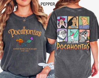 Camiseta vintage de Pocahontas "Escucha con el corazón", camiseta Colors of the Wind Comfort Colors®, camiseta de la princesa Disney Pocahontas, regalo para amantes de la naturaleza