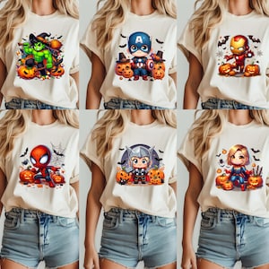 Celebrate the spooky season with our Avengers Characters Fall Matching Tee, featuring Hulk, Spiderman, Thor, Ironman, Captain Marvel, and Captain America in cozy autumn vibes. Designed on a premium Comfort Colors® shirt, this tee is perfect for Marvel family trips, Halloween events, or fall photo shoots. Show your Marvel love with this fun seasonal design—great for adults, kids, or matching family/group outfits for Disneyland or trick-or-treat night.