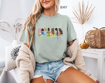 Camiseta retro de princesas Disney, camiseta de princesas con acuarela de colores cómodos, camiseta de princesas Disney Friends, regalo de princesas Disney, viaje a Disney