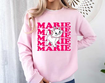 Disney The Aristocats Marie Cat Sweatshirt, Cute Disney Cat Hoodie, Marie Aristocats Sweater, Magic Kingdom Family Matching Pullover