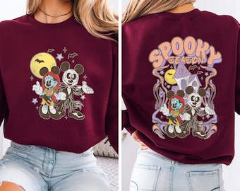 Mickey Minnie Mouse Spooky Sweatshirt, Mickey Minnie Halloween Crewneck, Disney Halloween Outfit, Spooky Season Pullover, Halloween Gift