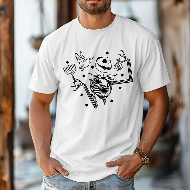 Hanukkah Town Shirt, Jack Skellington Hanukkah Town Shirt ,Skellington Menorah Town Tee, Nightmare Before Chrismukkah T-shirt