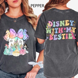 Disney With My Bestie Princess Shirt, Comfort Colors® Minnie Head Princess Shirt, Disney World Girls Trip T-shirt, Magic Kingdom Shirt