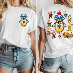Vintage Snow White Coquette Shirt, Comfort Colors® Princess Mirror Bow Tee, Seven Dwarfs Girls Trip Shirt, Disney Castle T-shirt