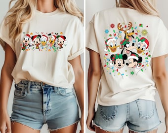 Disney Family Christmas Shirt, Two-Sides Disney Family Christmas T-Shirt, Disney Character Comfort Colors Holiday Shirt, Christmas Gift