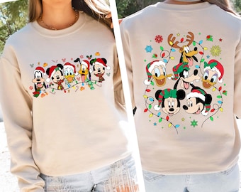 Disney Family Christmas Sweatshirt, Two-Sides Disney Family Xmas Hoodie,  Colors Holiday Shirt, Holiday Gift