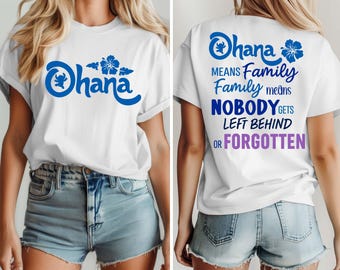 Disney Lilo & Stitch Ohana Means Family Shirt, Disney Stitch Shirt, Aloha Hawaii Tee, Magic Kingdom, Disneyland Family Matching Trip T-shirt
