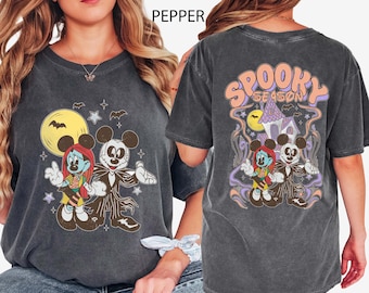 Disney Mickey Minnie  Spooky Shirt, Comfort Colors® Mickey Skellington Minnie Sally Tee, Disney Halloween Shirt, Spooky Season Shirt