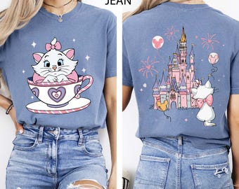 Camiseta de fiesta con taza de té loca de la gata Marie de Disney Los Aristogatos, camiseta de Disney Los Aristogatos, camiseta de la gata Marie de Disney, camiseta familiar de Magic Kingdom