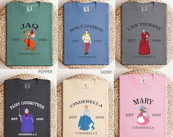 Vintage Cinderella Story Est. 1950 Shirt, Comfort Colors® Princess Tee, Cinderella Jaq Gus Mary Shirt, Disneyland Family Trip 2025 Shirt