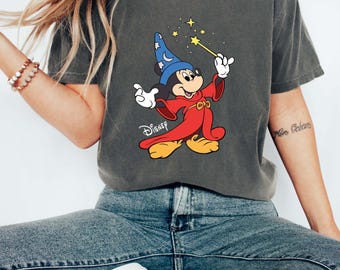 Camiseta Fantasia Sorcerer Mickey de Comfort Colors®, camiseta de la película Fantasia de Disney, camiseta Fantasmic, camisetas de Mickey Mouse para niños, camiseta de viaje a Disneyland