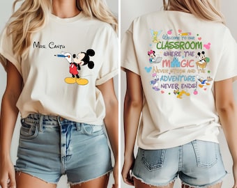 Personalized Teacher Shirt, Mickey Mouse Comfort Colors Tee, Custom Name Disney Teacher Shirt, Back to School Shirt, Disney School T-shirt