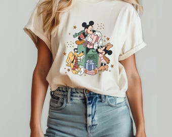 Mickey and Minnie Christmas Shirt, Mickey and Friend Comfort Colors®  Shirt, Disney Christmas Shirt, Christmas Gift, Disneyland Shirt