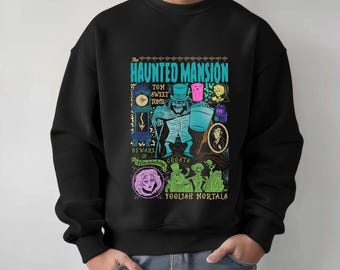Vintage Disney The Haunted Mansion Sweatshirt, Disneyland Halloween, Hitchhiking Ghosts Leota Pullover, Spooky Season Disneyland Vacation