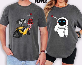 Disney Wall-e And Eve Matching Shirt, Wall-E and Eve Couple Comfort Colors Shirt, Disney Valentines Day Shirt, Honeymoon T-shirt