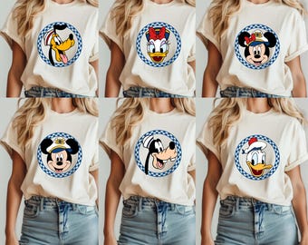 Camisa de crucero a cuadros de Mickey y sus amigos, Disney Mickey Minnie Daisy Donald Goofy Pluto Camisa de crucero Comfort Colors® a juego, Disney Tee