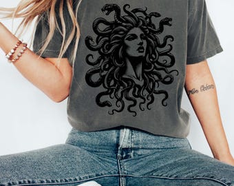 Medusa Shirt, Goddess Medusa Comfort Colors® Shirt, Mythology Witch, Women's Halloween Tee, Snakes Hair Creatures Beast, Women's Empowerment