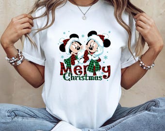 Mickey and Minnie Merry Christmas Shirt, Christmas Mickey And Minnie Shirt, Christmas Couple Shirt ,Christmas Family Tee , Christmas Party