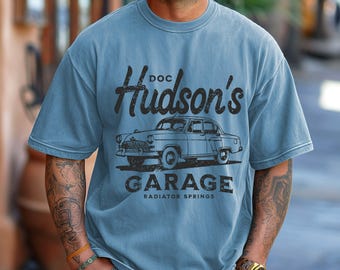 Camiseta retro del garaje de Doc Hudson, camiseta de Doc Hudson de Radiator Springs, Pixar Cars, camiseta de Disneyland para hombre, camiseta de Cars Land, regalo para novio
