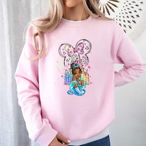 Watercolor Princess Tiana Sweatshirt, Disney Castle Crewneck, Magic Kingdom Girls Trip Pullover, Princess Tiana Winter Hoodie, Disney Gift