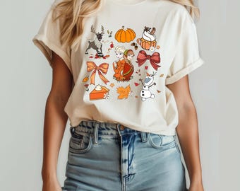 Vintage Frozen Coquette Fall Shirt, Comfort Colors® Disney Princess Elsa  Anna Pumpkin Shirt, Princess Thanksgiving Tee, Disneyland Autumn