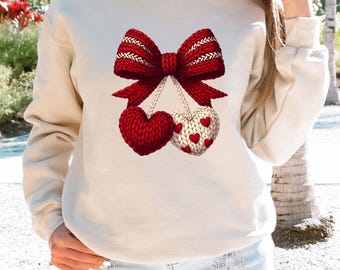 Valentines Day Cherry Sweatshirt, Valentine Sweatshirt, Cherries Sweatshirt, Love Sweatshirt, Not Real Knitting