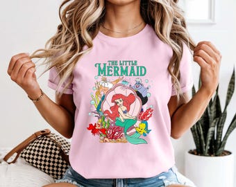 Vintage Disney Little Mermaid Shirt, Ariel Comfort Colors® Tee, Retro Disney Princess Shirt, Matching Family Disney Trip Shirt