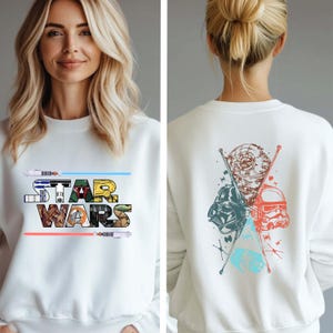 Disney Star Wars Two-Sided Sweatshirt, Retro Darth Vader Hoodie, Galaxy's Edge Sweater, Jedi Sith Crewneck, Vintage Star Wars Gift