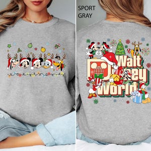 Retro Walt Disney World Christmas Family Sweatshirt, 2 Sided  Mickey And Friends Hoodie, Disney Christmas Group Crewneck, Holiday Gift