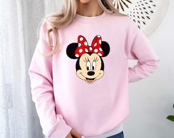 Sweat Minnie Mouse, pull voyage Disney, sweat à capuche Minnie rétro, col rond pour femme Disney, sweat mignon parc Disney, cadeau oreilles de Minnie
