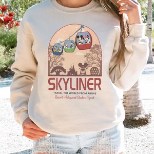 Vintage Mickey and Friends Skyliner Travel The World From Above Sweatshirt, Epcot Disney Crewneck, Walt Disney World Vacation Hoodie