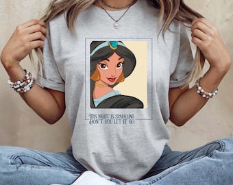 Camiseta de la Princesa Jazmín de Disney, "Esta Noche Es Brillante, No la Dejes Ir", Camiseta de Viaje de Chica Disney, Camiseta a Juego de Princesas Disney