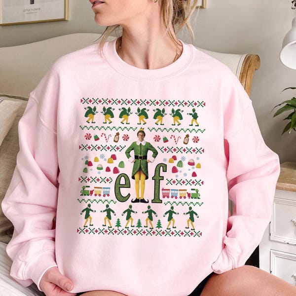 Elf 2025 Christmas Ugly Sweatshirt, Silly Santa’s elves Sweater, Candy Cane And Tree Lights Shirt, Funny Xmas Tee, Xmas Gift For Friends