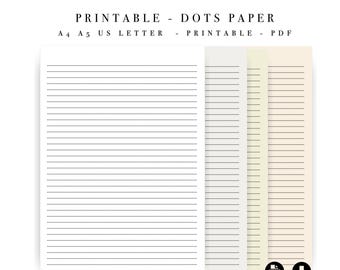 Notes de papier Lignes Points - Rédaction de journal de productivité - A4 A5 US Letter (téléchargement instantané)