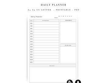 デイリープランナーテンプレート｜印刷可能なToDoリスト（A4、A5、レターサイズPDF）