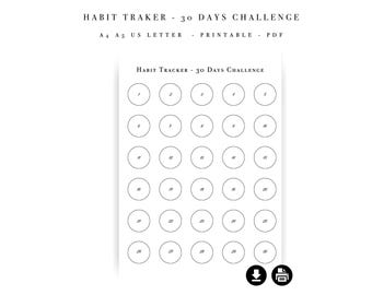 Défi 30 jours Habit Tracker - Santé, forme et productivité - (A4 A5 US Letter)
