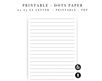 Notes de papier Lignes Points - Rédaction de journal de productivité - A4 A5 US Letter (téléchargement instantané)