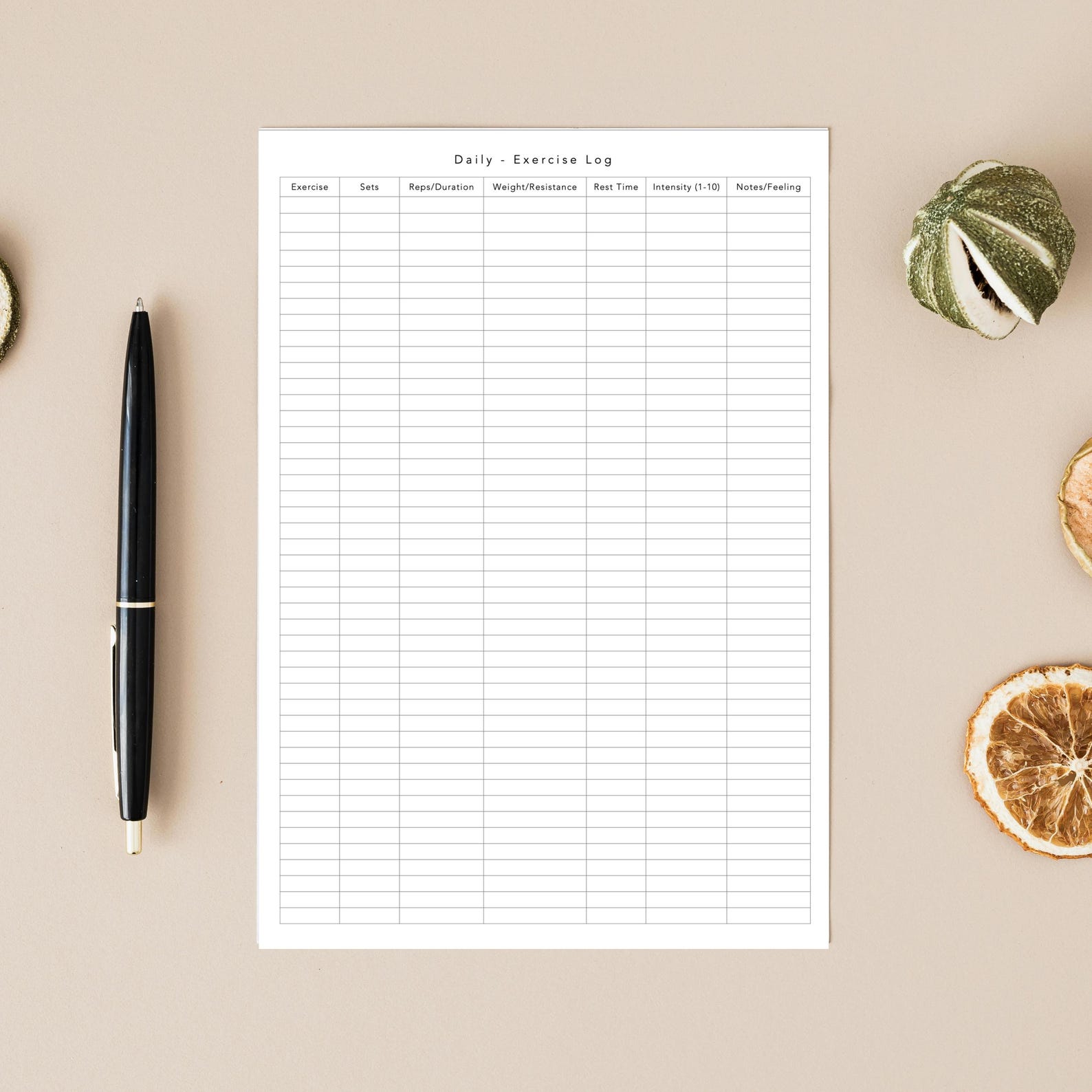 Printable Daily Exercise Log Template - A4 A5 US Letter (instant ...