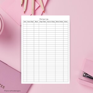 Printable Energy Log Template - A4 A5 US Letter (Instant Download) image 5