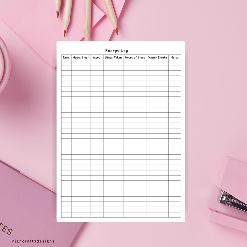 Printable Energy Log Template - A4 A5 US Letter (Instant Download) image 5