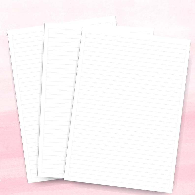 Writied Note Paper Printable Lines Paper - Writing Note Paper - A4 A5 US Letter - Etsy