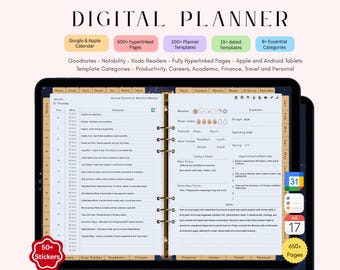 Agenda numérique tout-en-un 2026, 2027 - Liens hypertexte Goodnotes, Notability, iPad, Android (téléchargement numérique)