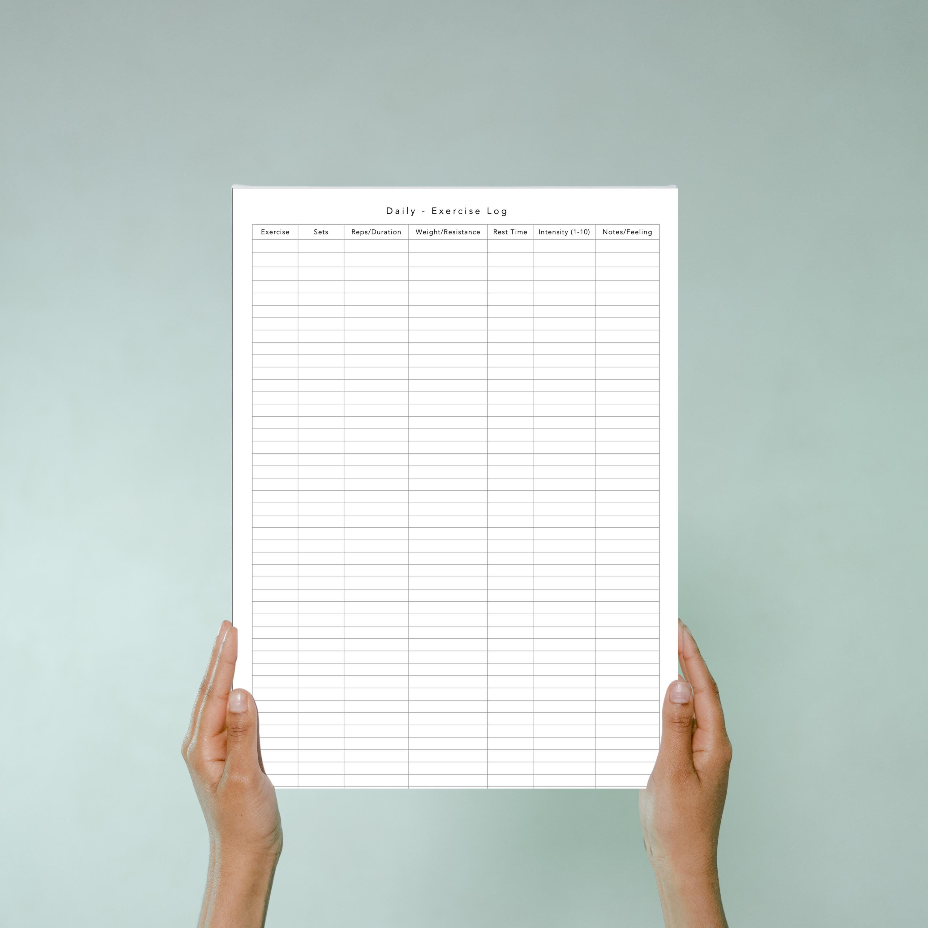 Printable Daily Exercise Log Template - A4 A5 US Letter (instant ...