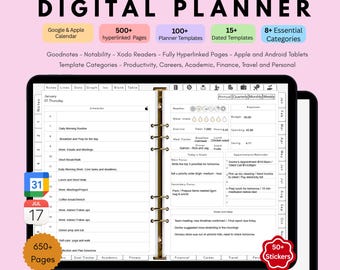 Agenda numérique tout-en-un 2026 - Modèles avec liens hypertexte pour Goodnotes, Notability (téléchargement numérique)