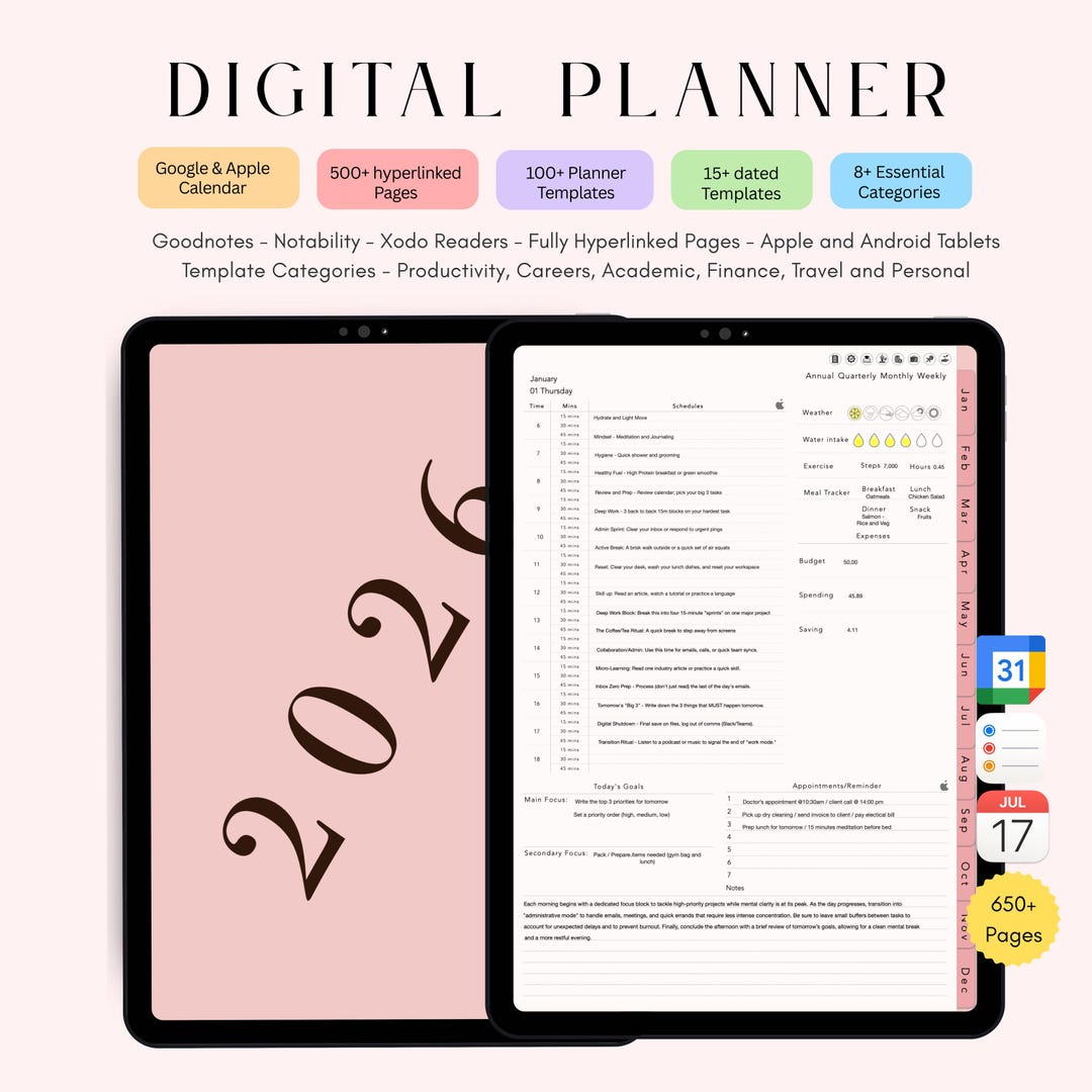 Undated 2026 and 2027 Digital Planners – Personal, Academic and ...