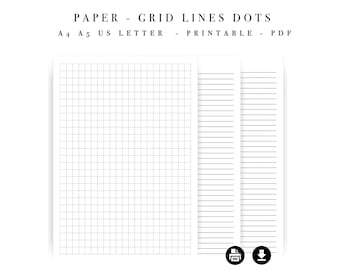 Modèle de papier quadrillé - Productivité A4, A5, lettre US (téléchargement numérique)