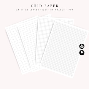 Printable Grid Papers - Graph Note Paper - A4 A5 US Letter